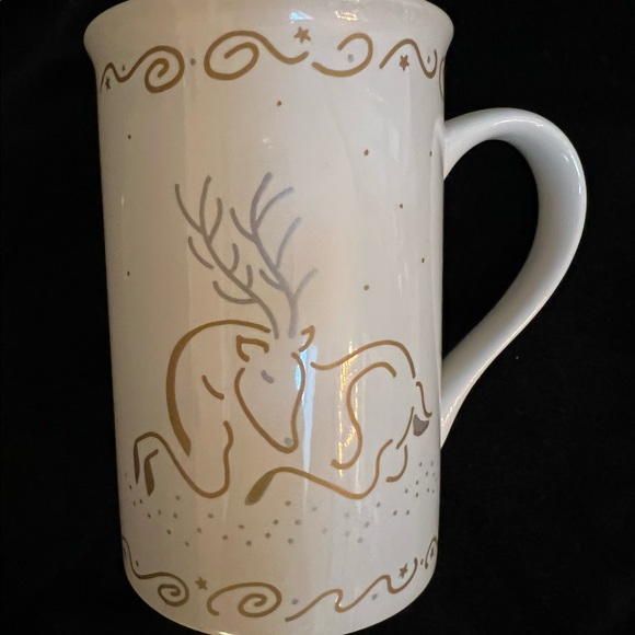 2 - KIC Terri Fosson 10oz Christmas Mug. Gold and Silver Reindeer. - Picture 2 of 9